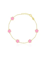 The Lovery Bubblegum Pink Flower Bracelet 14K Gold
