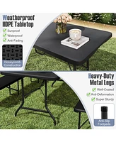 6 ft Portable Folding Table 350 Lbs Fold-in-Half Table with Hdpe Tabletop