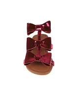 Bebe Little Girls Comfortable and Stylish Flat with Oversized Bows Sandals