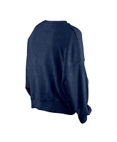 New Era Women's Navy Denver Nuggets Hardwood Classics Enzyme Wash Oversized Boxy Pullover Sweatshirt