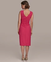 Donna Karan New York Women's Ruched Draped Sleeveless Sheath Dress
