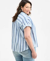 Style & Co Women's Printed Cotton Gauze Camp Shirt, Exclusively at Macy's