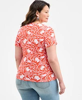 Style & Co Plus Printed Short-Sleeve Top, Exclusively at Macy's