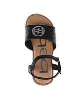 Bebe Little Girls Embossed Flat with Medallion Hardware Sandals