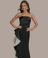 Donna Karan New York Women's Strapless Ruffl-Trim Gown