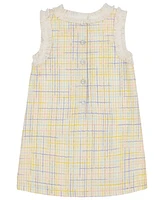 Kids Headquarters Toddler and Little Girls Embroidered Fringe Trim Plaid Woven Dress