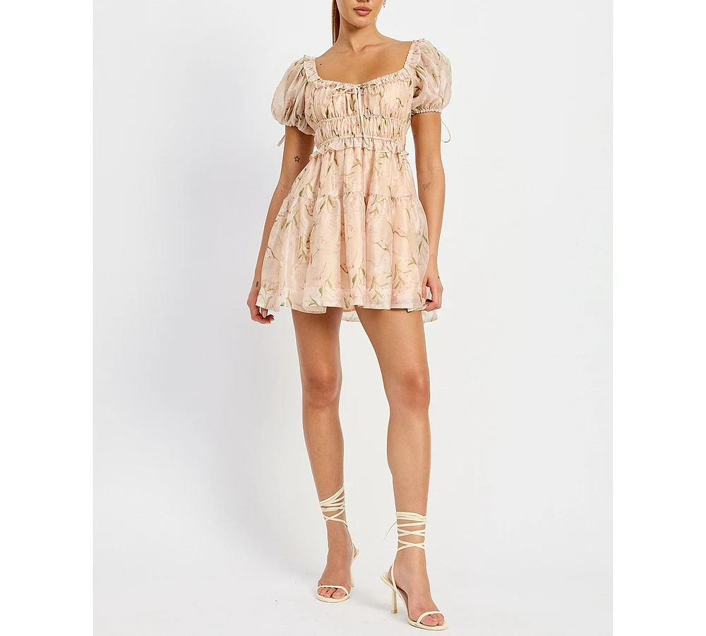 En Saison Women's Kimberly Shirred Mini Dress