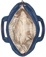 Karl Lagerfeld Paris Voyage Large Quilted Denim Tote Bag