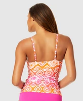 Anne Cole Women's Tie Dye Foulard Underwire Drape-Front Tankini Top