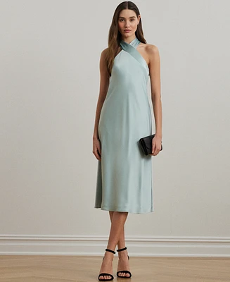 Lauren Ralph Women's Satin Charmeuse Halter Cocktail Dress