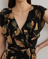Lauren Ralph Women's Floral Ruffle-Trim Georgette Gown