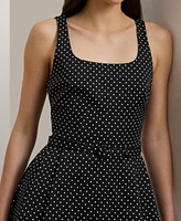 Lauren Ralph Women's Polka-Dot Belted Faille Cocktail Dress
