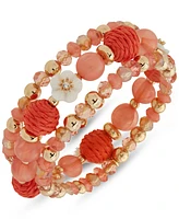lonna & lilly Gold-Tone 3-Pc. Set Mixed Bead Stretch Bracelets
