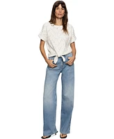 Sanctuary Women's Cotton All Day Eyelet Tie-Front Tee