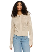 Sanctuary Women's Cotton Flower Pop Open-Stitch Jacket