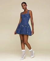 Avec Les Filles Women's Drop-Waist Flounce Romper Dress