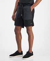 Hugo Boss Men's Gabri Relaxed Fit Belted Mixed Media 7" Shorts