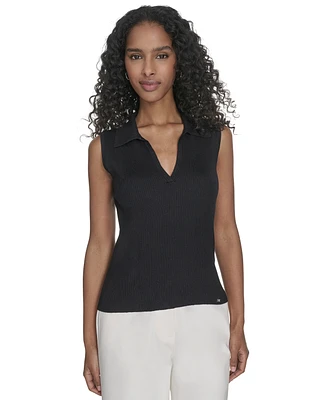 Calvin Klein Women's Johnny-Collar Sleeveless Sweater