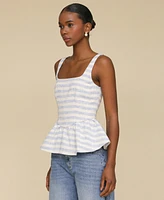 Avec Les Filles Women's Square-Neck Corset Peplum Top