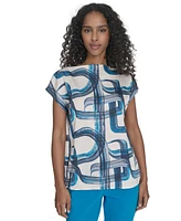 Calvin Klein Women's Printed Mock-Neck Top