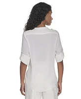 Calvin Klein Women's Roll-Tab Blouse