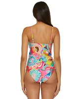 Trina Turk Womens Venus Banded Tankini Top Hipster Bikini Bottoms