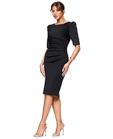 Xscape Women's Boat-Neck Rhinestone-Trim-Sleeve Dress