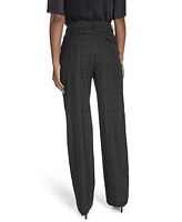 Calvin Klein Petite Toggle-Tab Windowpane-Print Pants