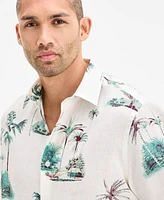 Club Room Men's Aloha Short Sleeved Tropical Print Button-Front Linen Shirt, Exclusively at Macy's