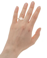Cultured Freshwater Pearl (10mm) & Cubic Zirconia Ring 18k Gold-Plated Sterling Silver