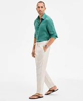 Club Room Men's Regular Fit Casual Striped Linen Pants, Exclusively at Macy's