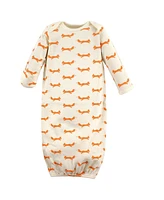 Touched by Nature Baby Boys Organic Cotton Long-Sleeve Gowns 3pk, Hedgehog, 0-6 Months