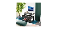Wlive Modern Lift Top Coffee Table,Rustic Coffee Table with Storage Shelf and Hidden Compartment,Wood Lift Tabletop for Home Living Room,Black.