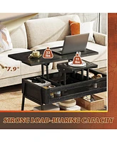 Wlive Lift Top Coffee Table, 3 in 1 Multi-Function Coffee Table with Storage, Hidden Compartment and Metal Frame, Coffee Table Converts to Dining Tabl