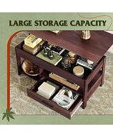 Wlive Lift Top Coffee Table for Living Room,Coffee Table with Storage,Hidden Compartment and Metal Frame, Central Table for Reception Room,Espresso