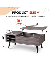 Wlive Lift Top Coffee Table with Storage for Living Room,Small Hidden Compartment and Adjustable Shelf,Mid Century, Modern ,Wood,Grey