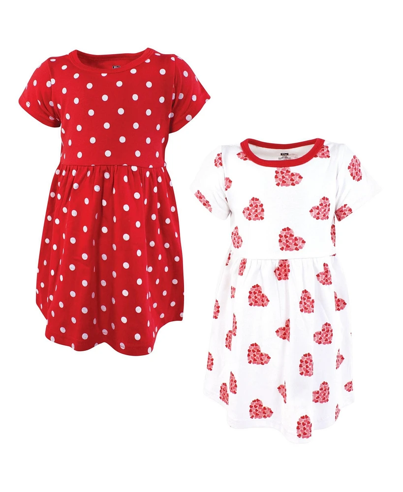 Hudson Baby Girls Cotton Dresses, Valentine Hearts, 9-12 Months