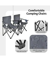 Portable Folding Picnic Double Chair With Umbrella
