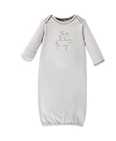 Touched by Nature Baby Boys Organic Cotton Long-Sleeve Gowns 3pk, Farm Friends, 0-6 Months