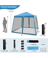 10 x 10 Feet Pop Up Canopy with Mesh Sidewalls and Roller Bag