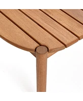 LuxenHome Natural Solid Wood 40-Inch Long Rounded Rectangle Outdoor Coffee Table