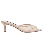 French Connection Nancy Mesh Embroidered Kitten Heel