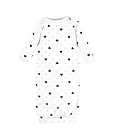 Hudson Baby Baby Girls Hudson Cotton Gowns Daddy Pink Navy, 0-6 Months