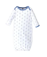 Hudson Baby Baby Boys Hudson Cotton Gowns, Blue Whales, Preemie/Newborn