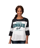 G-iii 4Her by Carl Banks Women's Black Philadelphia Eagles First Team 3/4-Sleeve Mesh T-Shirt