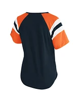 Starter Women's Navy Chicago Bears Game On Notch Neck Raglan T-Shirt