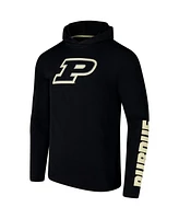 Colosseum Men's Black Purdue Boilermakers Logo Lockup Active Blend Long Sleeve T-Shirt Hoodie
