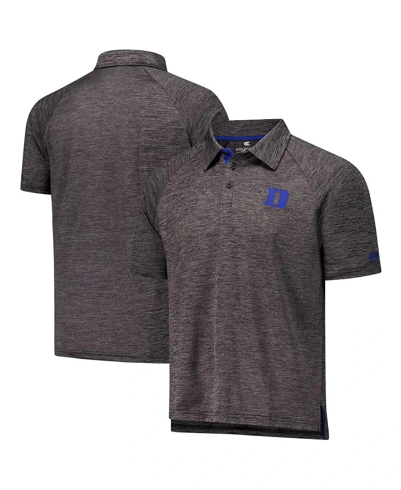 Colosseum Men's Heather Charcoal Duke Blue Devils Down Swing Raglan Team Polo Shirt