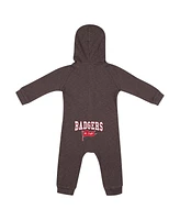 Colosseum Baby Boys and Girls Charcoal Wisconsin Badgers Zando-Zan Waffle Full-Snap Hooded Romper