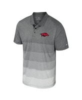 Colosseum Men's Gray Arkansas Razorbacks Striped Mesh Polo Shirt